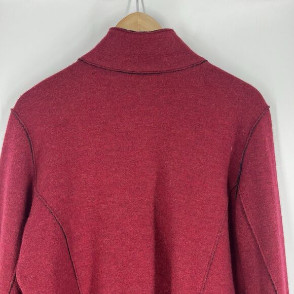 Eileen Fisher Sweater Size Large Red Felted Merino Wool Blazer Jacket Button Up - Picture 6 of 9